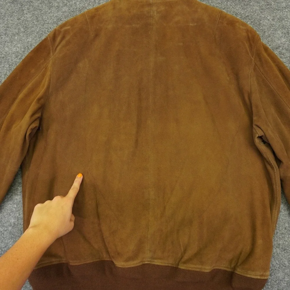 Polo Ralph Lauren Goat Suede Bomber Jacket Mens XL Tan Full Zip Utility Pocket